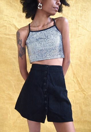 BLACK A LINE HIGH WAIST SKIRT