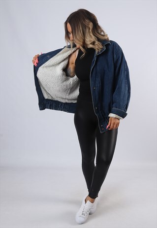 DENIM JACKET OVERSIZED SHERPA LINED WINTER UK 16 (ADA)