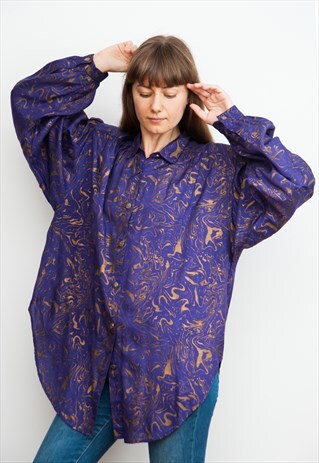 80S GROOVE PURPLE VISCOSE SHIRT