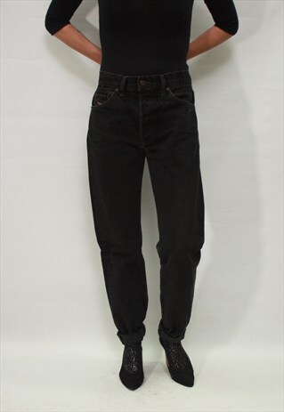 VINTAGE 80' AMAZING CLASSIC DIESEL BLACK DENIM MOM JEANS