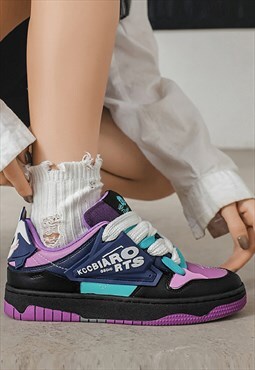 Contrast colour sneakers chunky sole skater shoes in purple