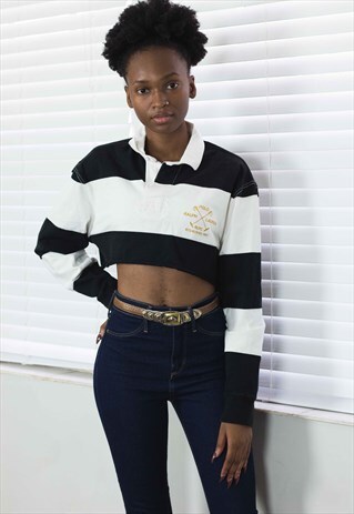 VINTAGE RALPH LAUREN CROP TOP REWORKED LOGO 90S X 11.7