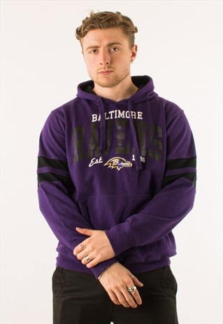 VINTAGE PURPLE NFL BALTIMORE RAVENS HOODIE PULLOVER LARGE