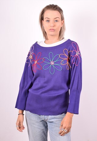ICEBERG WOMENS VINTAGE JUMPER SWEATER MEDIUM PURPLE 90'S