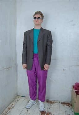 Vintage 80's tailored rave oversized suit jacket in maroon 