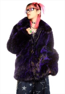 Festival faux fur rainbow rave bomber burning man jacket