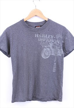Vintage Harley Davison Tee Grey Short Sleeve Alaska Graphic 
