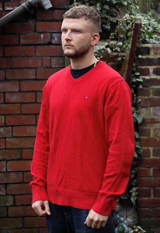 VINTAGE RED TOMMY HILFIGER SWEATER XL