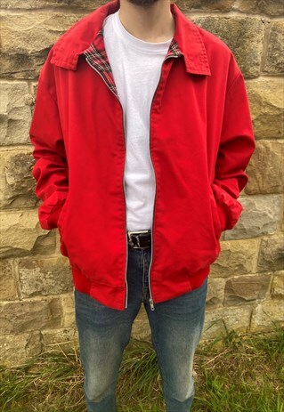 MOD RETRO MADE IN ENGLAND RED ZIP UP HARRINGTON JACKET
