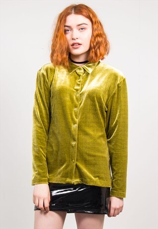 90'S VINTAGE GREEN VELVET SHIRT