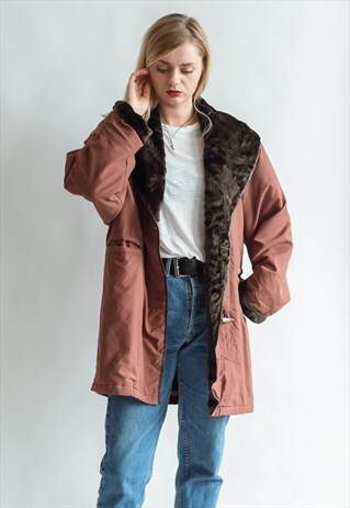 VINTAGE 80S JACKET WITH OVERSIZED FAUX FUR COLLAR