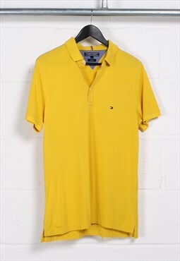 Vintage Tommy Hilfiger Polo Shirt in Yellow Flag Logo Large