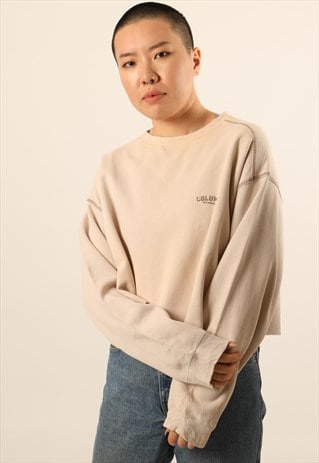VINTAGE COLUMBIA PRINTED SPELL OUT CROPPED SWEATSHIRT