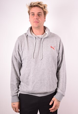 PUMA MENS VINTAGE HOODIE JUMPER XL GREY 90S