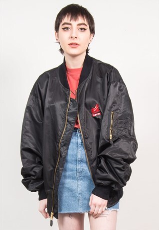 VINTAGE 90'S BLACK BOMBER JACKET
