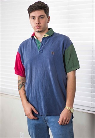 VINTAGE TOMMY HILFIGER SHIRT COLOR-BLOCK LOGO 90S M 11.1