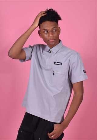 ELLESSE GREY 1/4 ZIPPED SHIRT