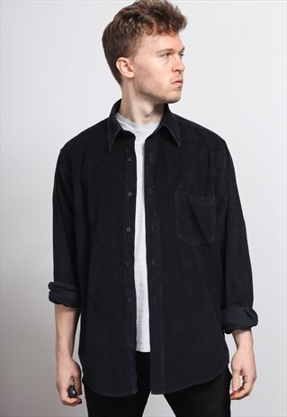 VINTAGE CORDUROY CORD SHIRT BLUE
