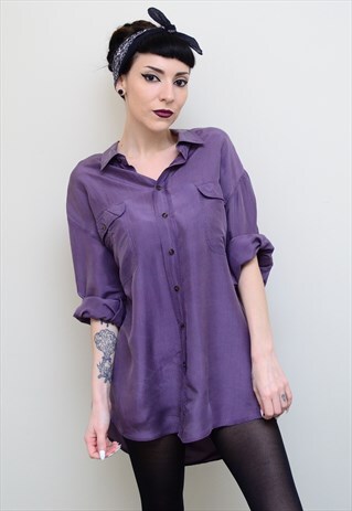 VINTAGE 90'S GENUINE SILK PURPLE OVERSIZED SHIRT