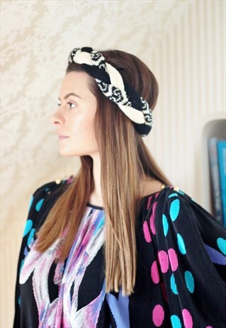 KNITTED BRAIDED WOOL HEADBAND