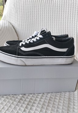 Vans Old School Black White Stripe Trainers UK8.5 Suede