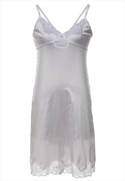 Vintage White Lace Trim Slip Dress - S