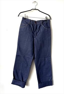 70s Crop Straight leg Indigo Boho High Rise Jeans S M