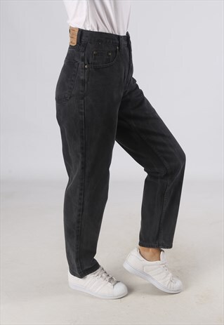 VINTAGE HIGH WAISTED DENIM JEANS WIDE TAPERED UK 8 (UBO)
