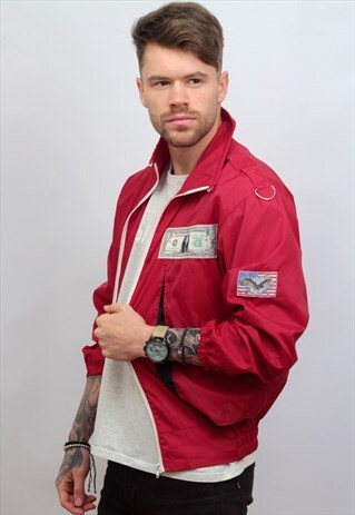 1990'S VINTAGE USA THEMED CASUAL JACKET IN RED