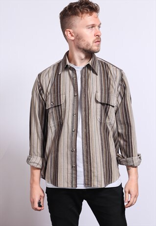 VINTAGE CORDUROY CORD STRIPED SHIRT