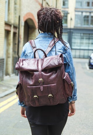 COCO LEATHER ROLL TOP RUCKSACK WITH SOFT QUILTED BACK