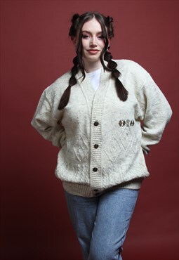 White Vintage 90's Wool Cardigan