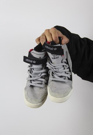 VINTAGE ADIDAS HIGH-TOP GREY SUEDE TRAINERS