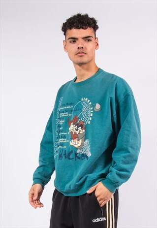 VINTAGE LOONEY TUNES SWEATSHIRT TAZ GOLF PRINT