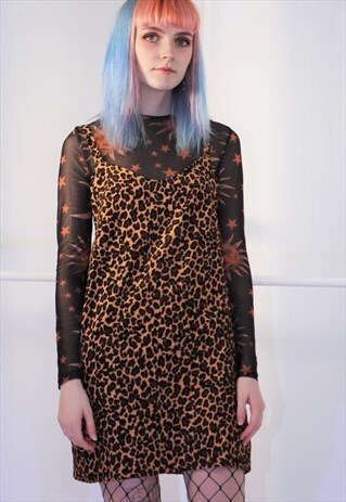 CORDUROY SLIP DRESS IN LEOPARD PRINT