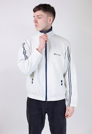 VINTAGE 90S CHAMPION BEIGE ZIP-UP JACKET