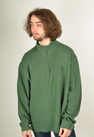 VINTAGE CHAPS RALPH LAUREN 1/4 ZIP SWEATSHIRT GREEN