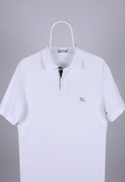 Burberry vintage polo shirt white cotton logo M