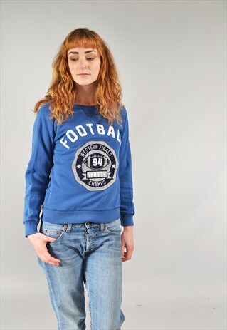 VINTAGE ROYAL BLUE VARSITY FOOTBALL SWEATER