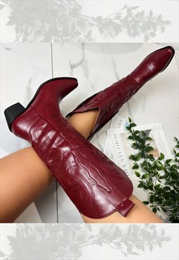 Cowboy boots Burgundy western cowgirl boots