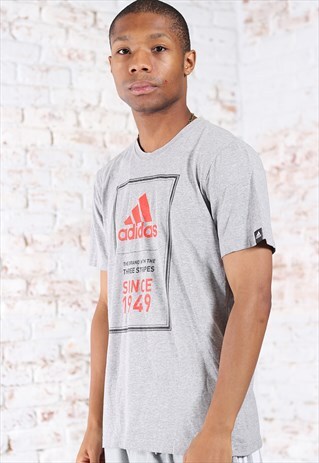 Vintage Adidas Print Logo T-Shirt Grey