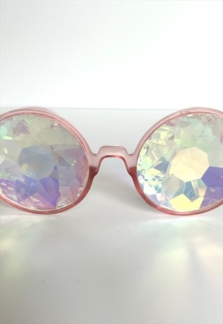 pink festival kaleidoscope circular round sunglasses