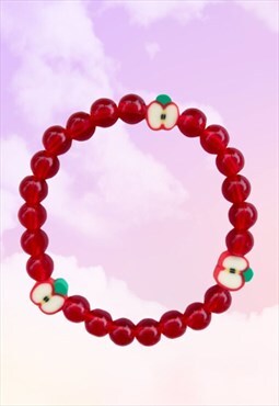 Fun Fruity Apples - Red Chalcedony Beaded Gemstone Bracelet