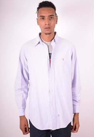 RALPH LAUREN MENS VINTAGE SHIRT LARGE PURPLE 90S