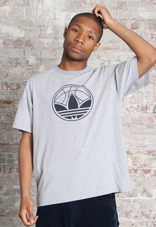 VINTAGE ADIDAS LOGO T-SHIRT GREY