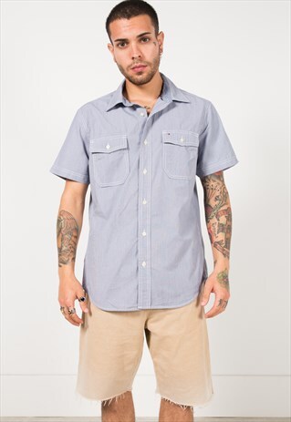 VINTAGE 80S TOMMY HILFIGER SHORT SLEEVE SHIRT / S4049