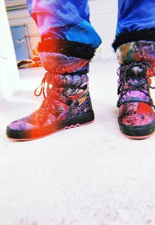 VINTAGE 80'S RETRO DEADSTOCK ABSTRACT GRAPHIC SNOW BOOTS