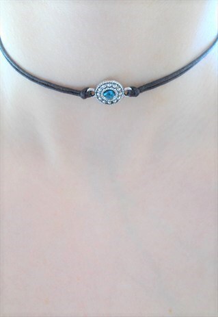 RHINESTONE CHOKER - BLACK DOUBLE CORD CHOKER