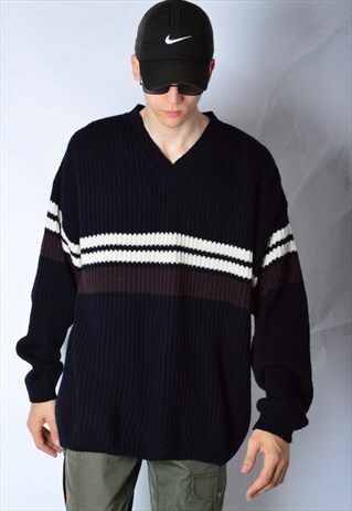 VINTAGE 90S BLACK GRUNGE WOOL BLEND JUMPER