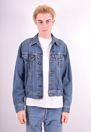 LEE MENS VINTAGE DENIM JACKET LARGE BLUE 90'S